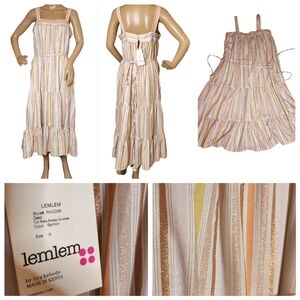 NWT Lemlem Retta Sweepy Sundress-Salmon metallic